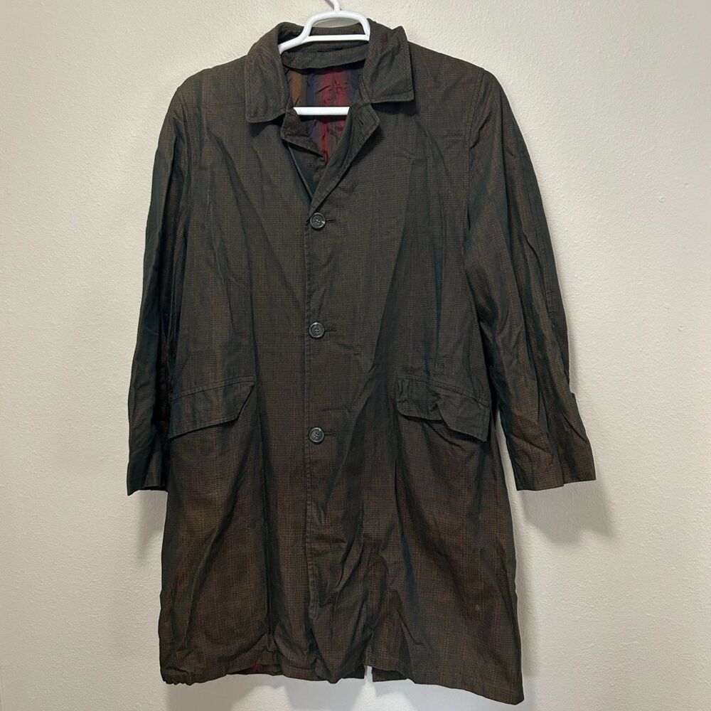 Vintage Sears All Weather Coat Men's All-weather Plaid Raincoat 38 Long Brown